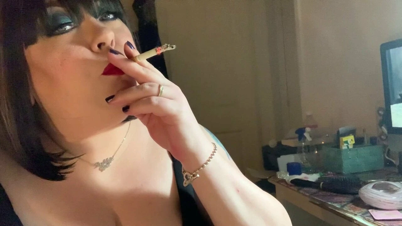 BBW Tina Snua Chain Smoking Cigarettes With Nose Exhales