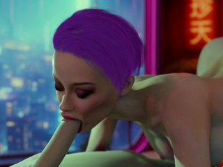 Passionate sex with busty hot street girl in the neon room