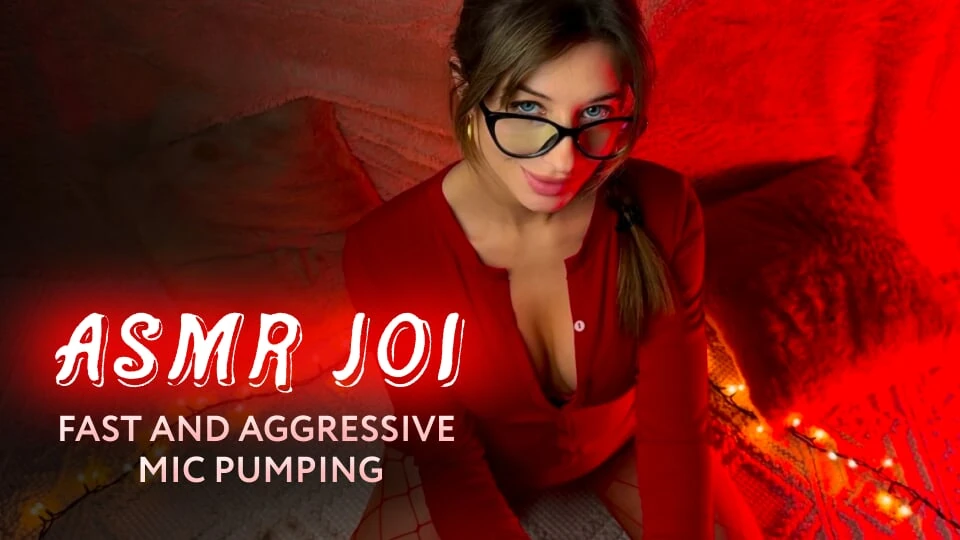 ASMR JOI. Your sexy lady in red Fast and Aggressive Mic Pumping Your Cock. Amy Haze