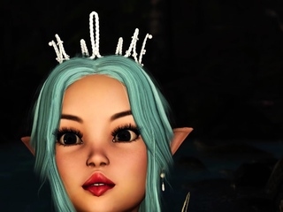 Threesome with a beautiful hot fairy and two orcs in forest