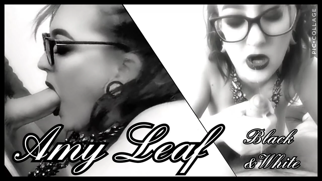 Chubby MILF Amy Leaf- Blowjob and cumshot black and white