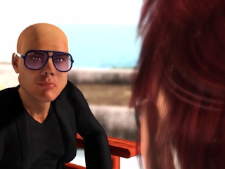 Horny hor brunette gets fucked hard by a midget outdoor