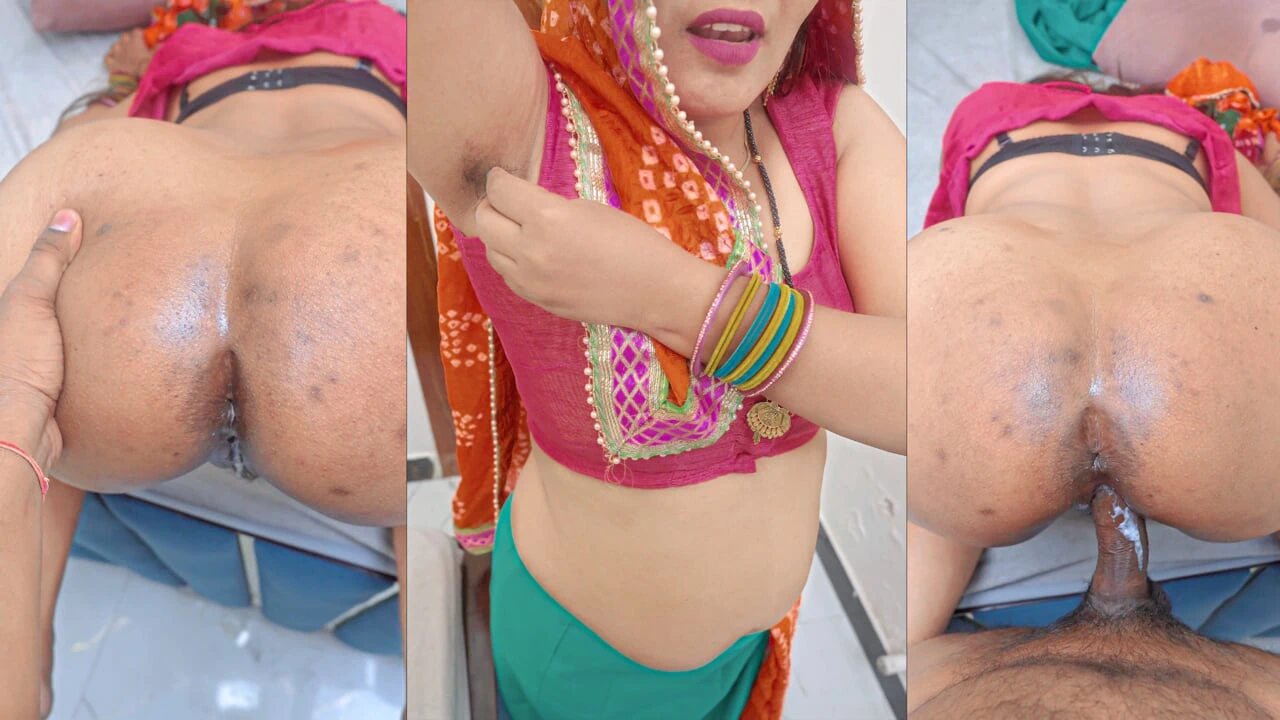 Huge Ass Desi Village Chachi Fucks with Bhatija after Shaving Hairy Pussy in Extreme Close-up Asshole View..