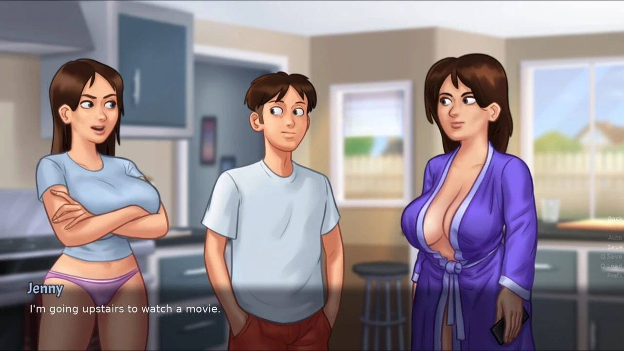 Sexy roommate Jenny getting nude showing her huge boobs, Huge Tits Slut teasing – Summertime Saga 09