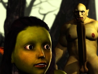 Crazy sex in enchanted forest! Huge cock and female goblin
